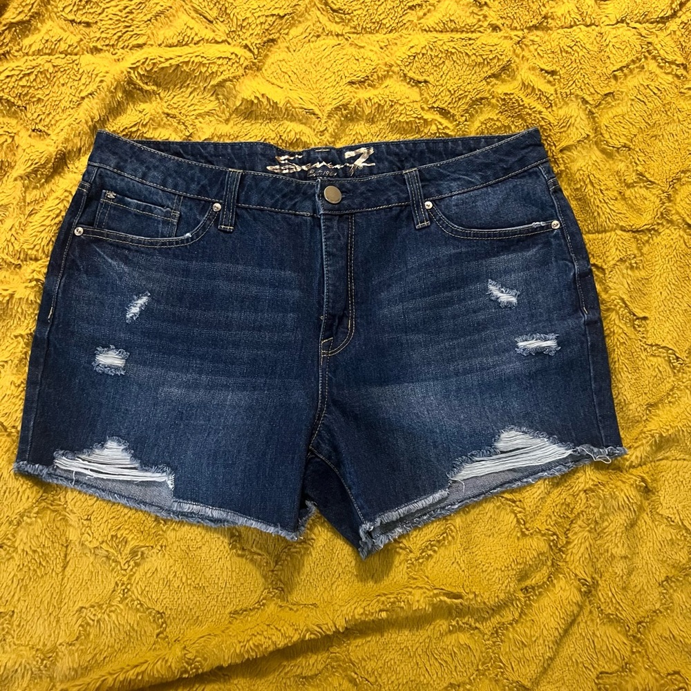 Seven7 Blue Jean Shorts Distressed Cut-Off Style